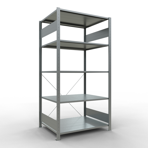SCHULTE Grundregal, Fachbodenregal Stecksystem MULTIplus150, 2000 x 1000 x 800 mm (HxBxT), 5 Fachböden, Kreuzstrebe, verzinkt