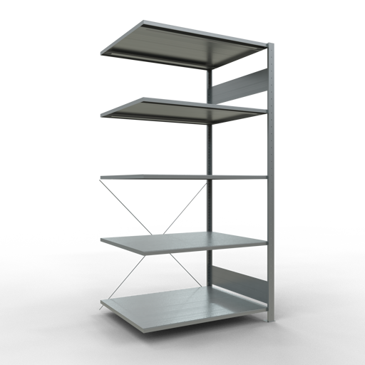 SCHULTE Anbauregal, Fachbodenregal Stecksystem MULTIplus150, 2000 x 1000 x 800 mm (HxBxT), 5 Fachböden, Kreuzstrebe, verzinkt