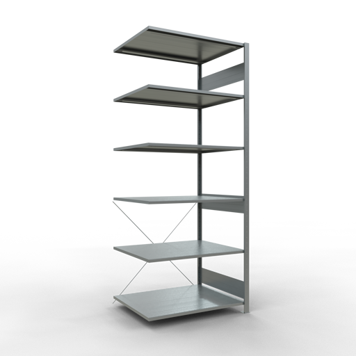 SCHULTE Anbauregal, Fachbodenregal Stecksystem MULTIplus150, 2500 x 1000 x 800 mm (HxBxT), 6 Fachböden, Kreuzstrebe, verzinkt