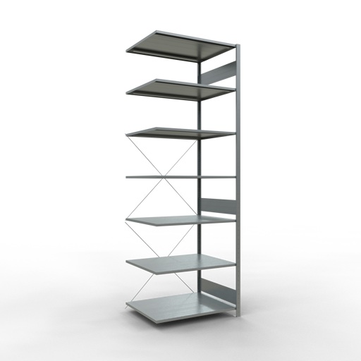 SCHULTE Anbauregal, Fachbodenregal Stecksystem MULTIplus150, 3000 x 1000 x 800 mm (HxBxT), 7 Fachböden, Kreuzstrebe, verzinkt
