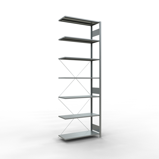 SCHULTE Anbauregal, Fachbodenregal Stecksystem MULTIplus150, 3000 x 1000 x 400 mm (HxBxT), 7 Fachböden, Kreuzstrebe, verzinkt