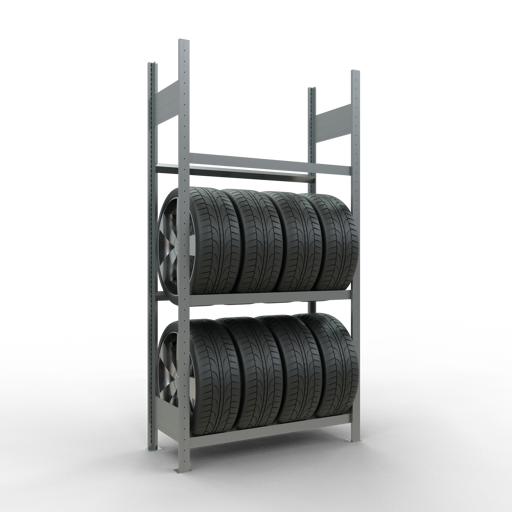 SCHULTE Grundregal, Räder-/Reifenregal, 2000 x 1000 x 400 mm (HxBxT), verzinkt, 3 Lagerebenen á 150 kg Fachlast pro Ebene