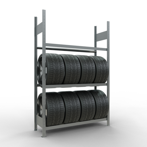 SCHULTE Grundregal, Räder-/Reifenregal, 2000 x 1300 x 400 mm (HxBxT), verzinkt, 3 Lagerebenen á 150 kg Fachlast pro Ebene