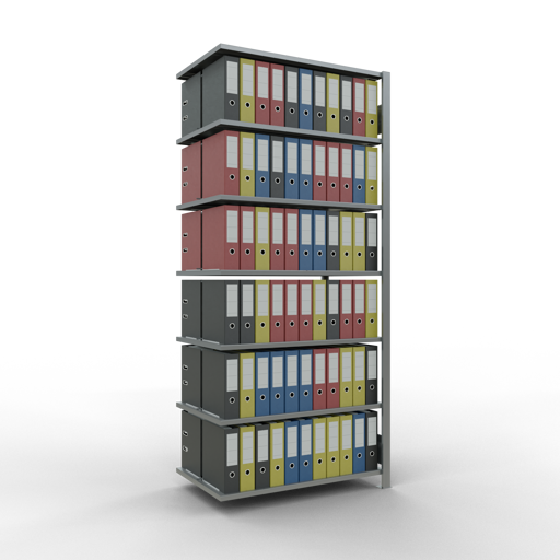 SCHULTE Anbauregal, Büro-Fachbodenregal Stecksystem MULTIplus150, 2300 x 1000 x 600 mm (HxBxT), 7 Fachböden, Längenriegel, verzinkt, mit Mittelanschlag