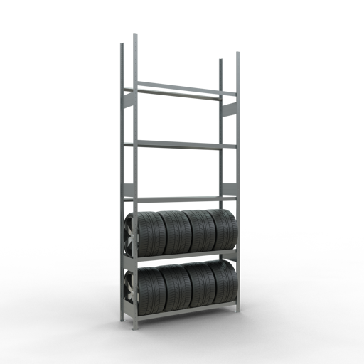SCHULTE GR, Räder-/Reifenregal, 3500 x 1500 x 400 mm, verzinkt, 5 Lagerebenen á 150 kg Fachlast pro Ebene