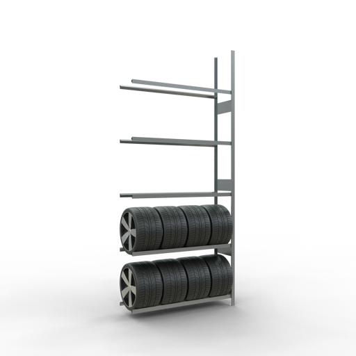 SCHULTE AR, Räder-/Reifenregal, 3500 x 1500 x 400 mm, verzinkt, 5 Lagerebenen á 150 kg Fachlast pro Ebene