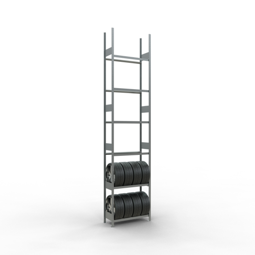SCHULTE GR, Räder-/Reifenregal, 4500 x 1000 x 400 mm, verzinkt, 6 Lagerebenen á 150 kg Fachlast pro Ebene