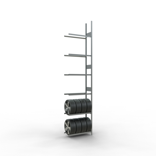 SCHULTE AR, Räder-/Reifenregal, 4500 x 1000 x 400 mm, verzinkt, 6 Lagerebenen á 150 kg Fachlast pro Ebene