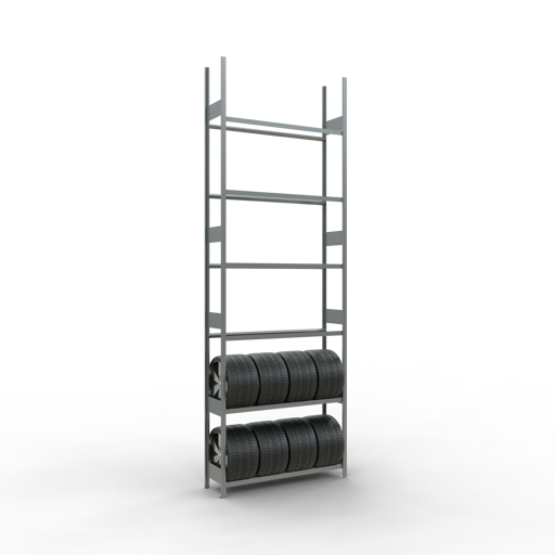 SCHULTE GR, Räder-/Reifenregal, 4500 x 1500 x 400 mm, verzinkt, 6 Lagerebenen á 150 kg Fachlast pro Ebene
