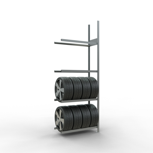 SCHULTE Anbauregal, Räder-/Reifenregal, 2750 x 1000 x 400 mm (HxBxT), verzinkt, 4 Lagerebenen á 150 kg Fachlast pro Ebene