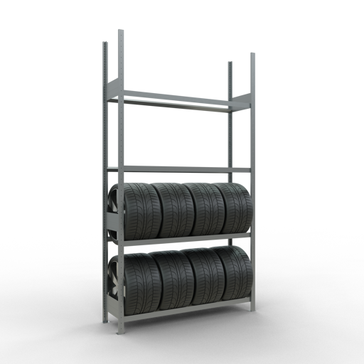 SCHULTE Grundregal, Räder-/Reifenregal, 2750 x 1500 x 400 mm (HxBxT), verzinkt, 4 Lagerebenen á 150 kg Fachlast pro Ebene
