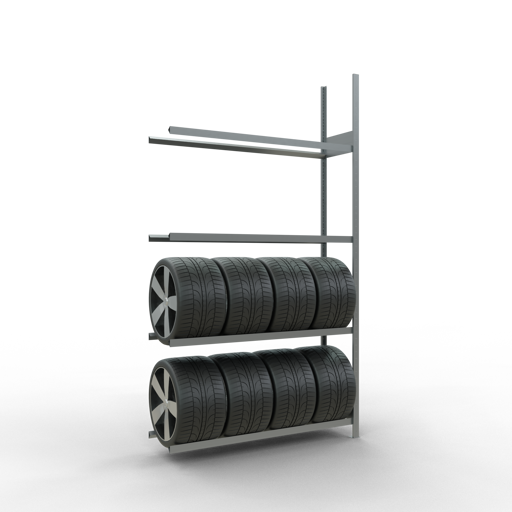 SCHULTE Anbauregal, Räder-/Reifenregal, 2750 x 1500 x 400 mm (HxBxT), verzinkt, 4 Lagerebenen á 150 kg Fachlast pro Ebene