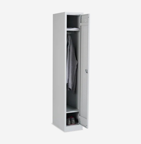 Umkleidespind Mila - mit Lochreihen, 1-Abteil 300 mm Breite