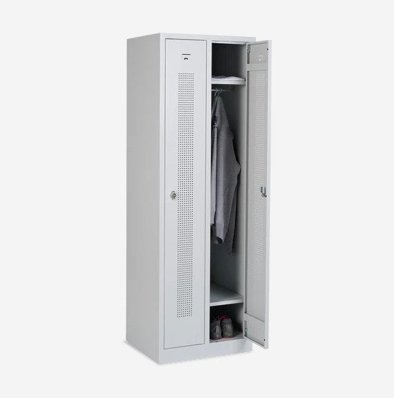 Umkleidespind Mila - mit Lochreihen, 2-Abteil 300 mm Breite