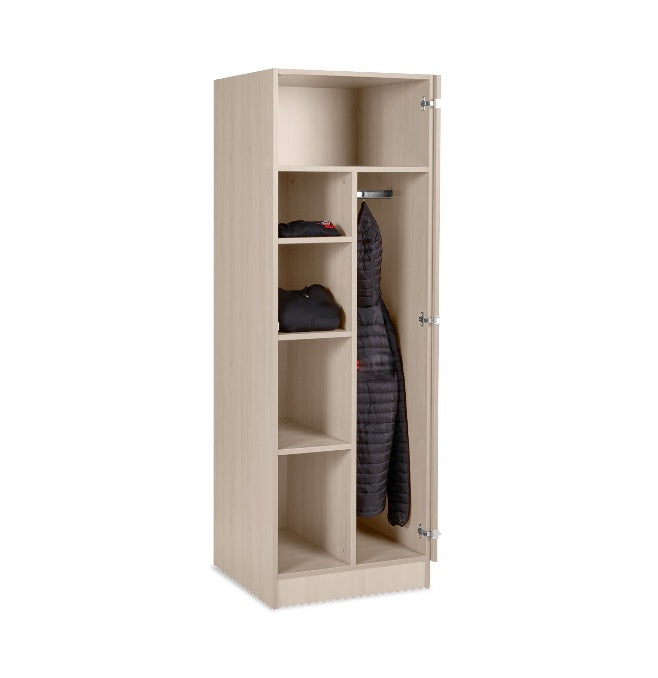 Kleider- & Wäscheschrank Holz 500 mm tief - eintürig Ahorn