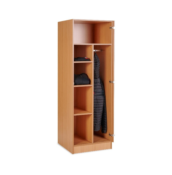 Kleider- & Wäscheschrank Holz 600 mm tief - eintürig Buche